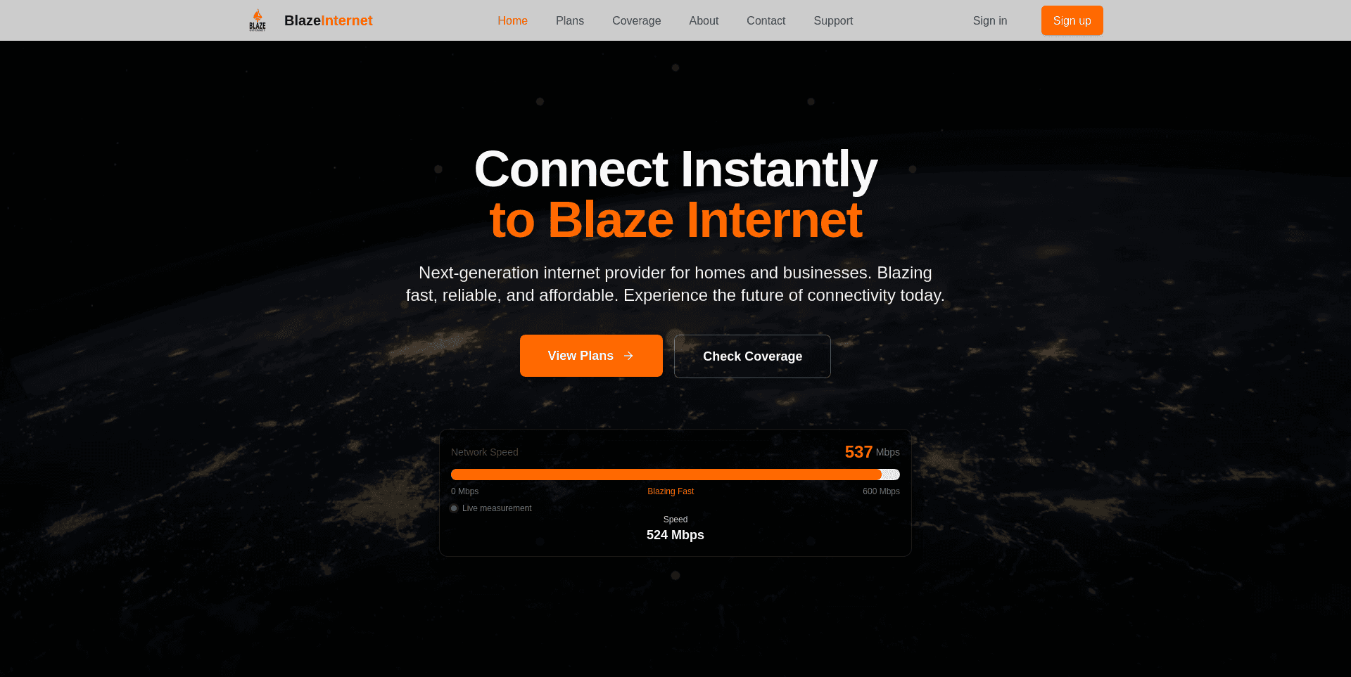 Blaze Internet Website