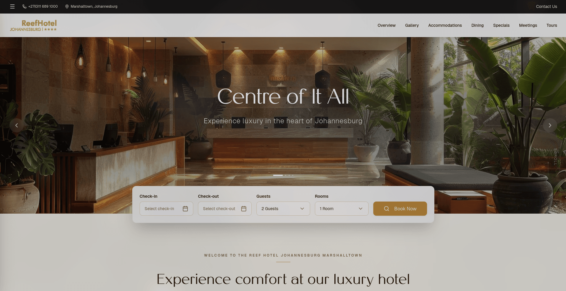 The Reef Hotel Website